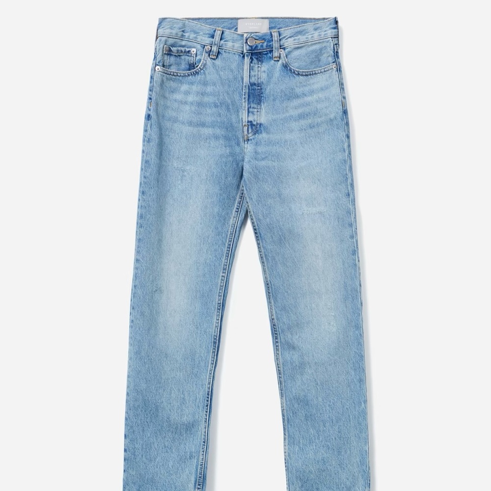 Everlane Rigid Slouch Jeans in Broken-In Blue Wash.